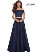 Picture of: Two Piece Off the Shoulder Lace Prom Dress in Navy, Style: 27028, Main Picture