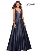 Picture of: Long Mikado Ball Gown with V Front and Back in Navy, Style: 27202, Main Picture
