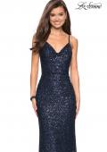 Picture of: Floor Length Ruched Fully sequin Prom Dress in Navy, Style: 27234, Main Picture