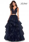 Picture of: Two Piece Metallic Tulle Dress with Rhinestone Bust in Navy, Style: 27445, Main Picture