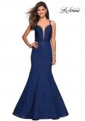 Picture of: Mermaid Style Lace Dress with Strappy Open Back in Navy, Style: 27560, Main Picture