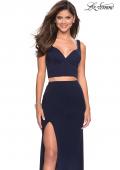 Picture of: Faux Two Piece Dress with Exposed Zipper and Cut Outs in Navy, Style: 27588, Main Picture