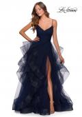 Picture of: Layered Tulle Prom Dress with V Shaped Neckline in Navy, Style: 28502, Main Picture