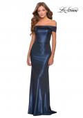 Picture of: Two Piece Dress with Sheer Off the Shoulder Top in Navy, Style: 28704, Main Picture