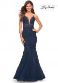 Picture of: Mermaid Tulle and Lace Prom Gown with Illusion Waist in Blue, Style: 30787, Main Picture
