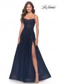 Picture of: Charming Tulle and Lace Gown with Illusion Bodice in Navy, Style: 31381, Main Picture