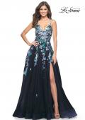 Picture of: Gorgeous Sequin Floral Lace Applique A-Line Tulle Prom Dress in Navy, Style: 32023, Main Picture