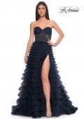 Picture of: A-Line Ruffle Tulle Prom Dress with Sweetheart Top in Navy, Style: 32283, Main Picture