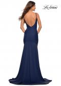 Picture of: Chic Luxe Jersey Gown with Train and V Back in Navy, Detail Picture 8