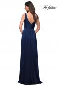 Picture of: Empire Waist Gown with Deep V Neckline in Navy, Style: 30641, Detail Picture 8