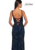 Picture of: Beautiful Beaded Evening Gown with V Neckline and Open Back in Navy, Style: 33054, Detail Picture 8