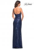 Picture of: Long Sequin One Shoulder Ruched Prom Dress in Navy, Style: 28401, Detail Picture 9