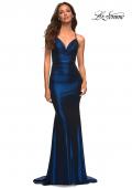 Picture of: Metallic Jersey Gown with Stunning Open Back in Blue, Style: 30500, Detail Picture 9