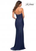 Picture of: Sweetheart Strapless Gown with Side Ruching in Navy, Style: 30502, Detail Picture 9