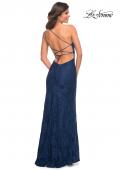 Picture of: One Shoulder Long Lace Prom Dress with Open Back in Blue, Style: 30441, Detail Picture 10