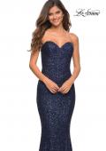 Picture of: Strapless Sweetheart Luxe Sequin Gown in Navy, Detail Picture 12