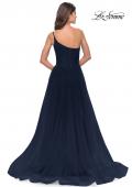 Picture of: One Shoulder A-Line Tulle Gown with Sheer Bodice in Navy, Style: 31069, Detail Picture 12