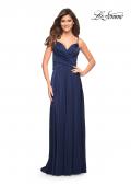 Picture of: Elegant Criss-Cross Ruched Bodice Jersey Dress in Navy, Style: 30571, Detail Picture 14