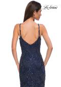 Picture of: Beautifully Beaded Long Evening Dress with V Neckline in Navy , Style 32928, Detail Picture 17