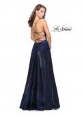 Picture of: Satin A-line Gown with Deep V Sweetheart Neckline in Navy, Style: 25670, Back Picture