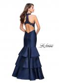 Picture of: Long Mikado Prom Dress with Ruffle Mermaid Skirt in Navy, Style: 25707, Back Picture