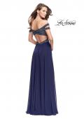 Picture of: A-Line Prom Gown with Beaded Bodice and Chiffon Skirt in Navy, Style: 26059, Back Picture