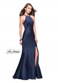 Picture of: Mikado Mermaid Dress with High Neck and Beading in Navy, Style: 26181, Back Picture