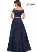 Picture of: Two Piece Off the Shoulder Lace Prom Dress in Navy, Style: 27028, Back Picture