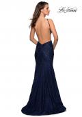 Picture of: Long Lace Prom Dress with High Neckline in Navy, Style: 27289, Back Picture