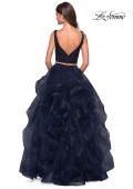 Picture of: Two Piece Metallic Tulle Dress with Rhinestone Bust in Navy, Style: 27445, Back Picture