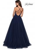 Picture of: Simple Tulle Prom Dress with Sweetheart Neckline in Navy, Style: 27535, Back Picture