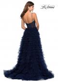 Picture of: Layered Tulle Prom Dress with Sheer Rhinestone Top in Navy, Style: 28788, Back Picture