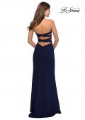 Picture of: Strapless Double Strap Long Jersey Prom Dress in Navy, Style: 28835, Back Picture