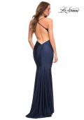 Picture of: Gorgeous Lace and Jersey Jewel Tone Prom Dress in Navy, Back Picture