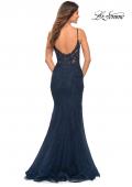 Picture of: Mermaid Tulle and Lace Prom Gown with Illusion Waist in Blue, Style: 30787, Back Picture