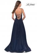 Picture of: Charming Tulle and Lace Gown with Illusion Bodice in Navy, Style: 31381, Back Picture