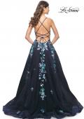 Picture of: Gorgeous Sequin Floral Lace Applique A-Line Tulle Prom Dress in Navy, Style: 32023, Back Picture