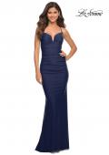 Picture of: Stunning Luxe Jersey Dress with Deep V Neckline in Navy, Style: 30484, Detail Picture 19