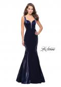 Picture of: Form Fitting Mermaid Prom Dress with Side Cut Outs in Navy, Style: 25813, Detail Picture 1