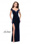 Picture of: Long Off the Shoulder Prom Dress with Beads and Lace in Navy, Style: 25823, Detail Picture 1