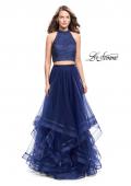 Picture of: Two Piece Prom Gown with Ruffle Tulle Skirt and Beading in Navy, Style: 26077, Detail Picture 1