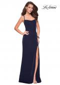 Picture of: Simple Long Prom Dress with Strappy Beaded Back in Navy, Style: 27089, Detail Picture 1