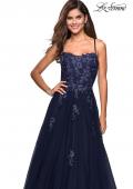 Picture of: Floor Length Tulle Ball Gown with Lace Accents In Navy, Style: 27441, Detail Picture 1