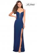 Picture of: Form Fitting Jersey Dress with Open Strappy Back in Navy, Style: 27512, Detail Picture 1