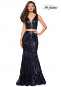 Picture of: Fully sequin Two Piece Floor Length Prom Gown in Navy, Style: 27590, Detail Picture 1