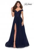 Picture of: Off The Shoulder Beaded Tulle Prom Dress in Navy, Style: 28774, Detail Picture 1