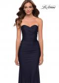 Picture of: Strapless Jersey Dress with Ruching and Full Back in Navy, Style 29851, Detail Picture 1