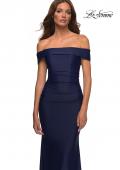 Picture of: Off the Shoulder Elegant Long Evening Gown in Navy, Detail Picture 1