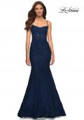 Picture of: Mermaid Lace Gown with Sheer Bodice and Open Back in Blue, Style: 30467, Detail Picture 1