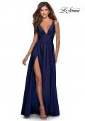 Picture of: Empire Waist Gown with Deep V Neckline in Navy, Style: 30641, Detail Picture 1
